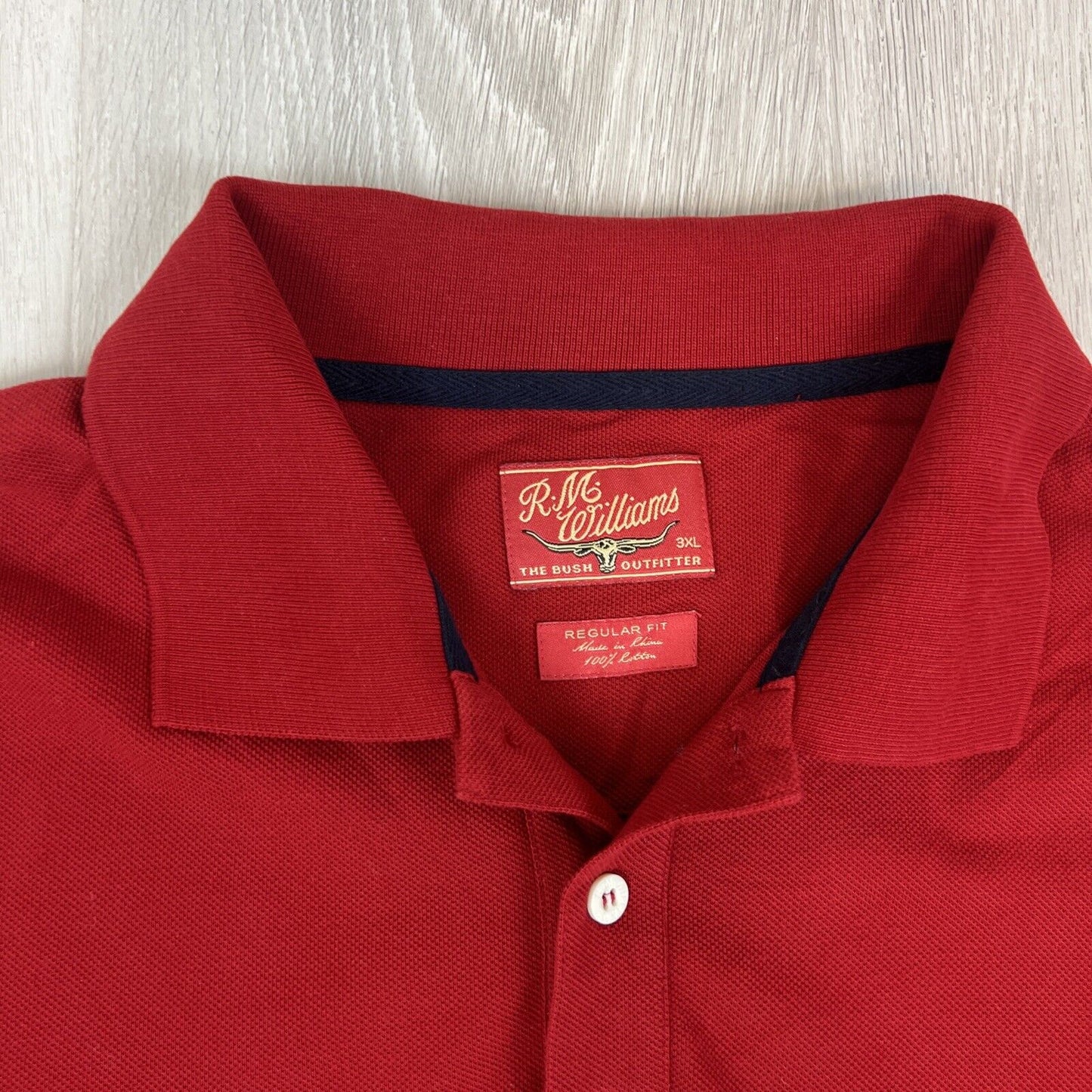 R.M. Williams Mens Regular Fit Red Short Sleeve Polo Shirt Size 3XL