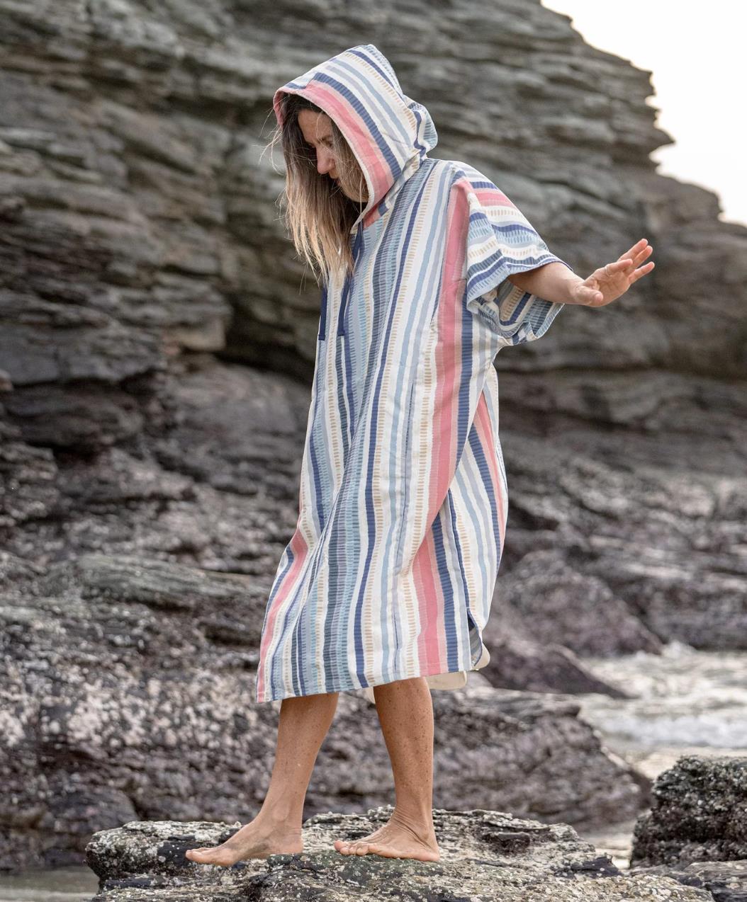 Ripskirt Hooded Striped Towel - Beach Cozy Baja Stripe