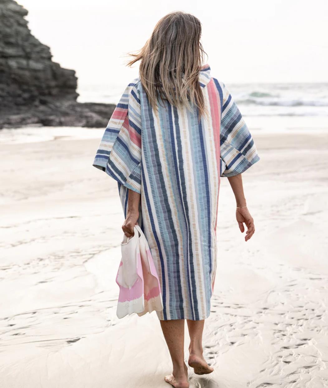 Ripskirt Hooded Striped Towel - Beach Cozy Baja Stripe