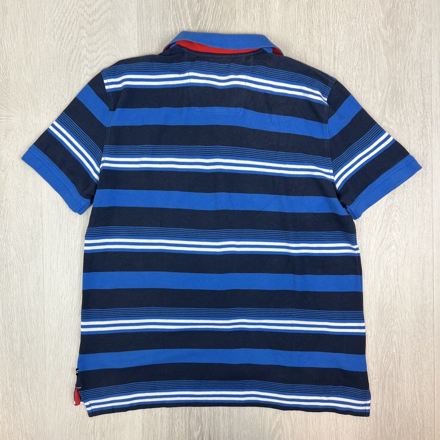 Nautica Mens Slim Fit Blue Striped Polo Shirt Size Large