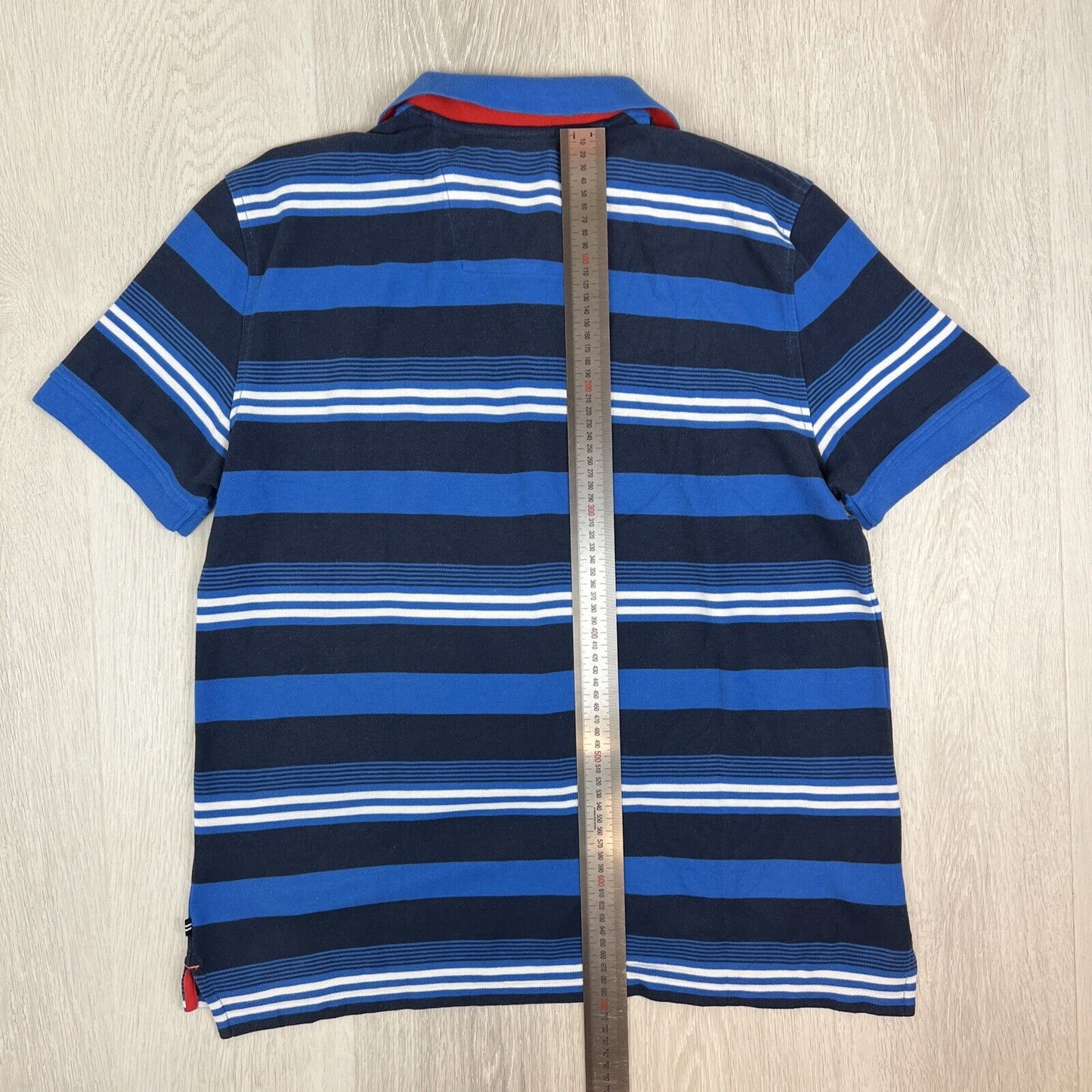 Nautica Mens Slim Fit Blue Striped Polo Shirt Size Large