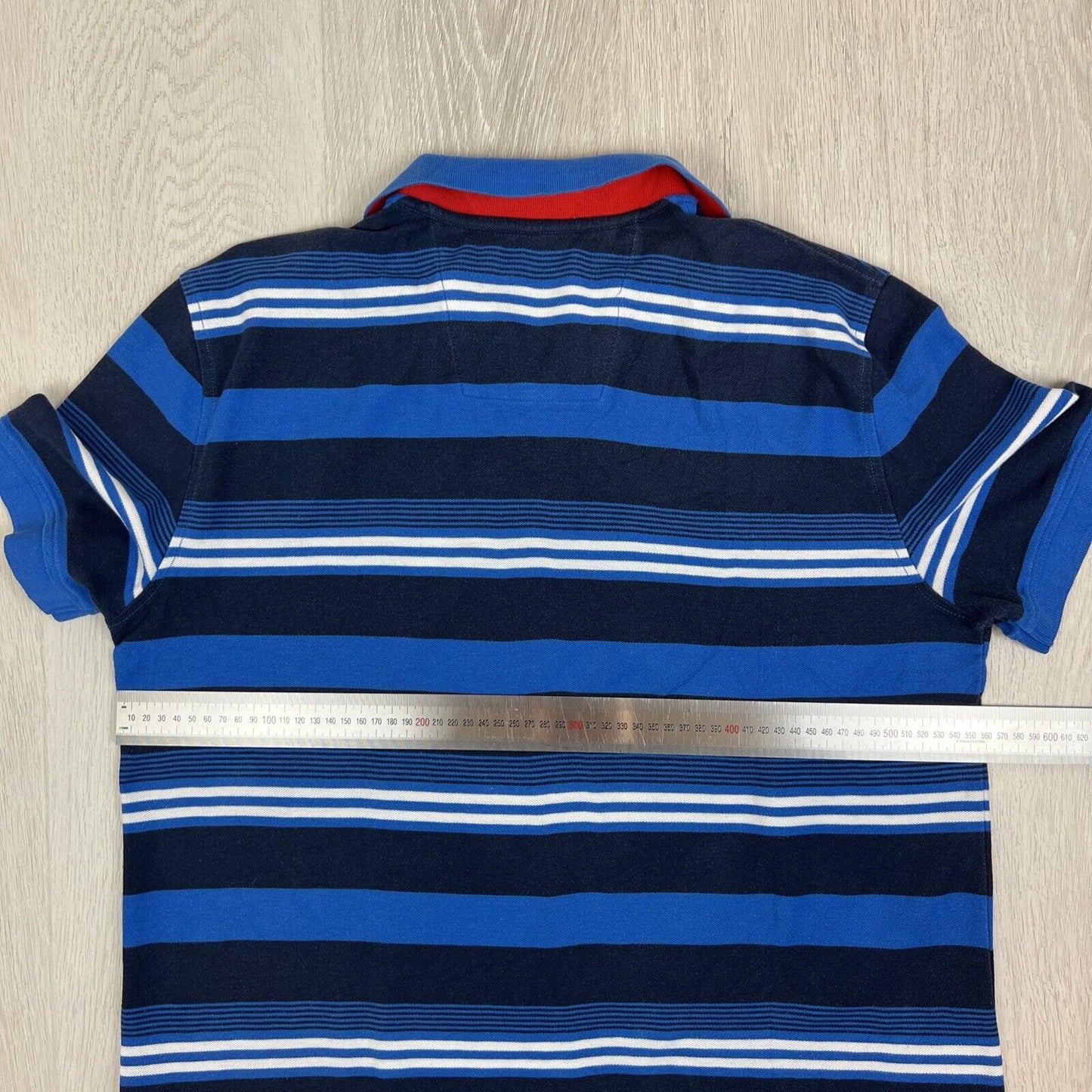 Nautica Mens Slim Fit Blue Striped Polo Shirt Size Large