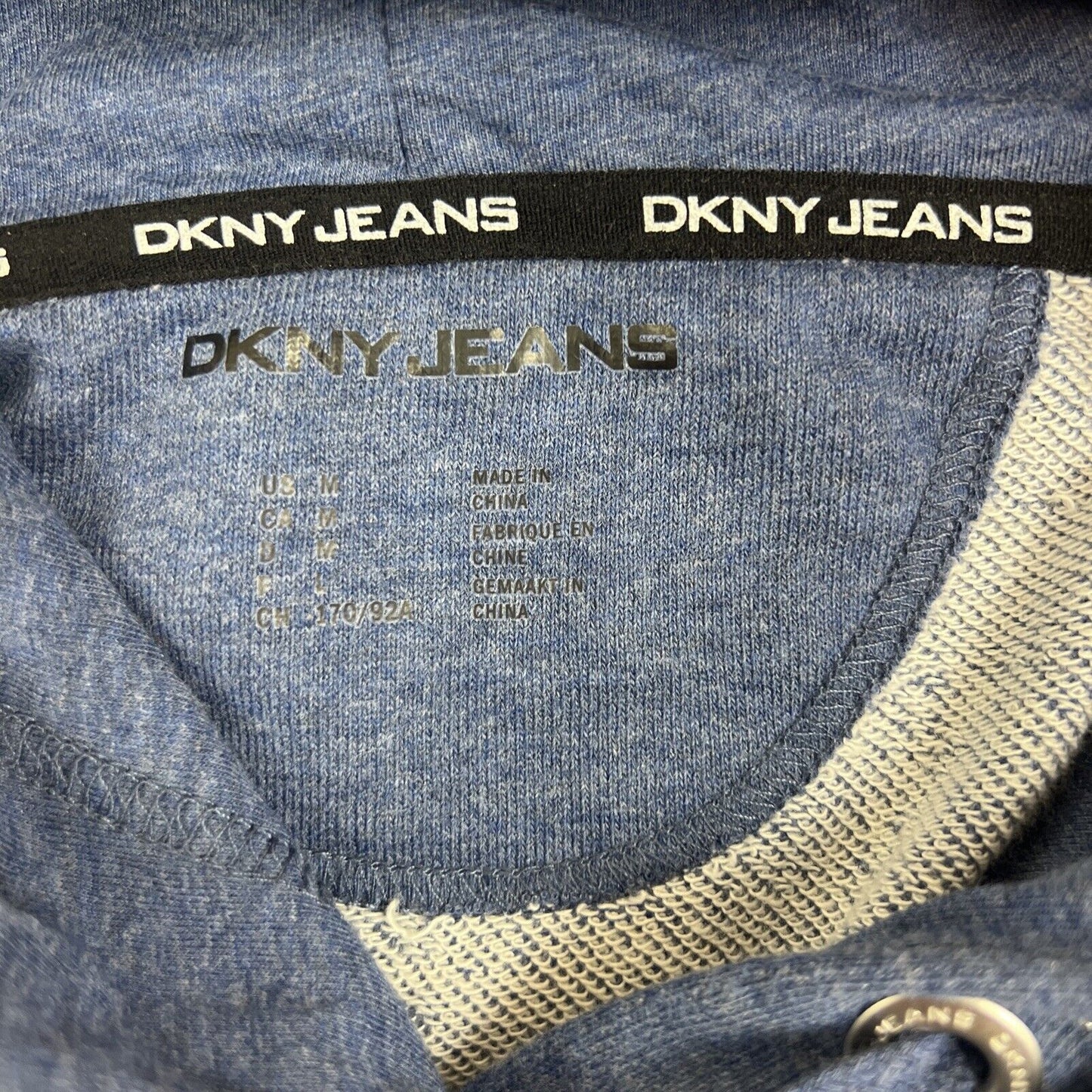 DKNY Jeans Womens Pullover Cropped Blue Hoodie Size Medium