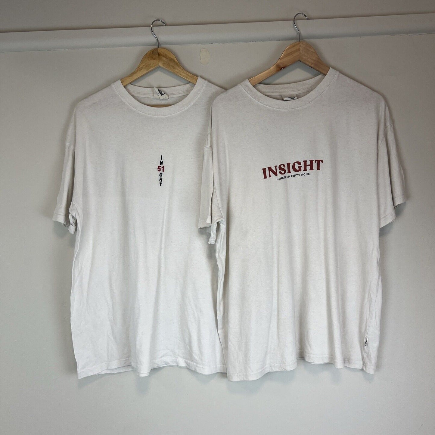 Insight Mens White Short Sleeve T-Shirt Bundle Size Large (2 T-Shirts)