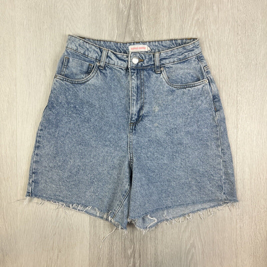 Supre Womens Light Wash Cut-Off Blue Denim Shorts Size 10