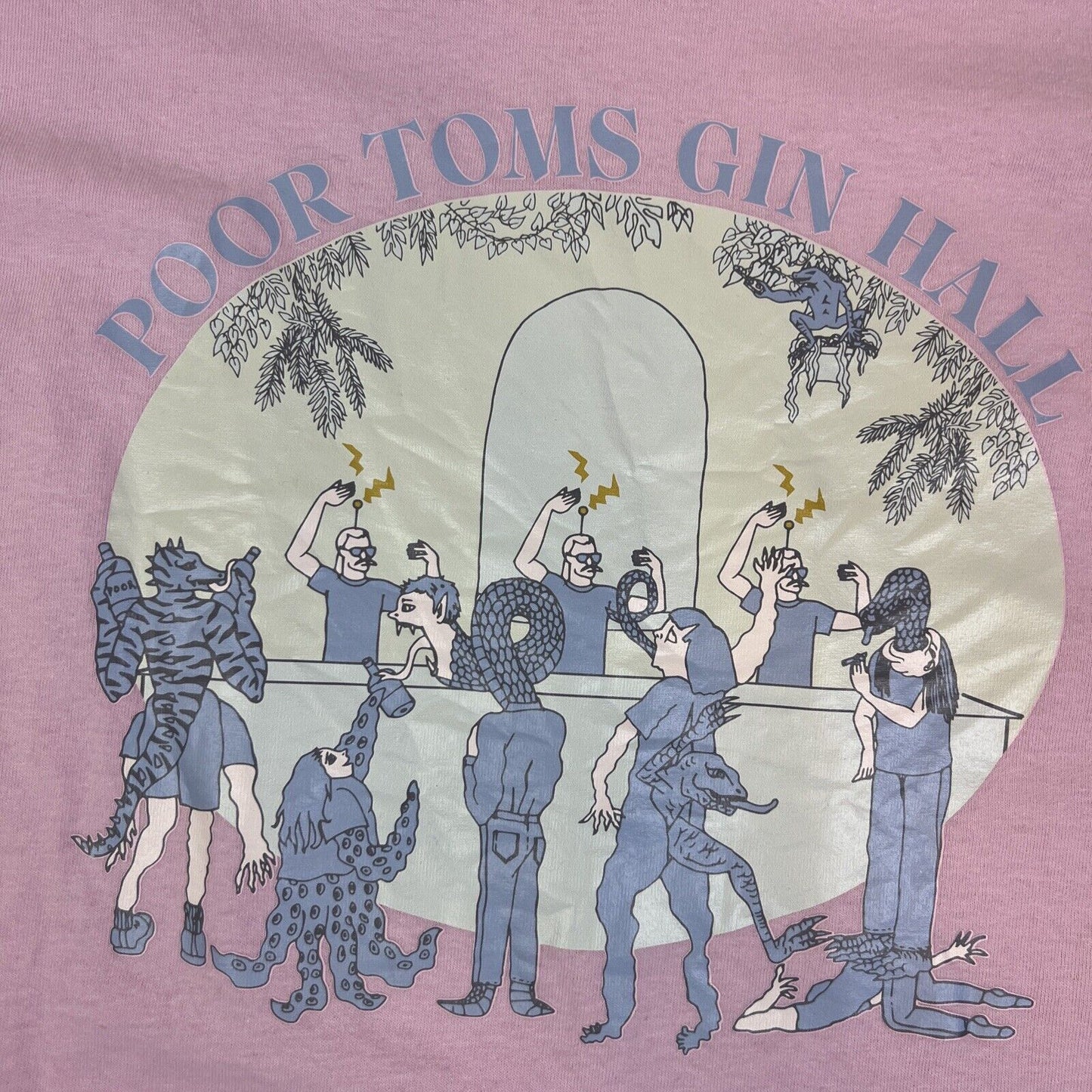 Poor Toms Gin Marrickville Mens Pink T-Shirt Size Large