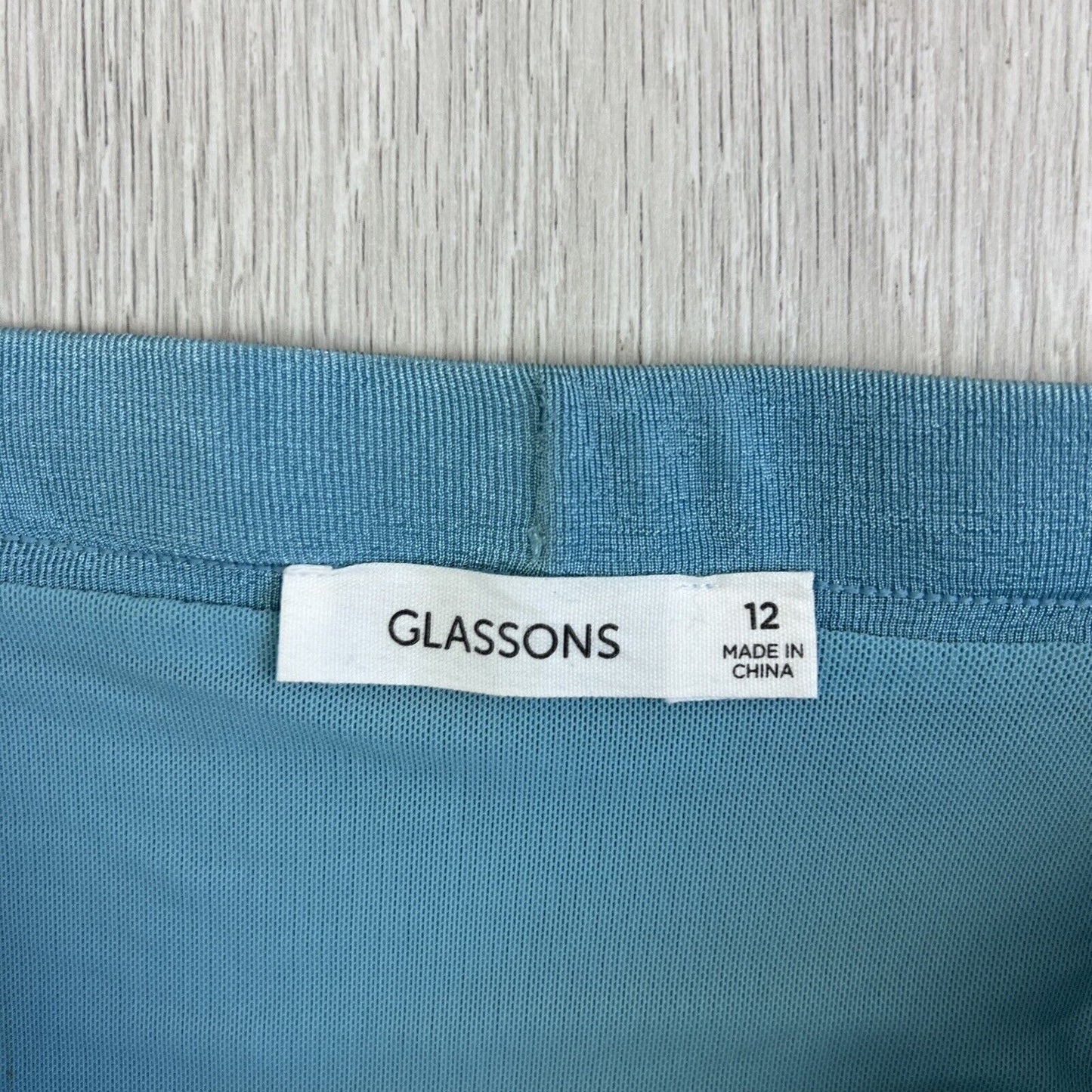 Glassons Womens Ruched Blue Satin Mini Skirt Size 12