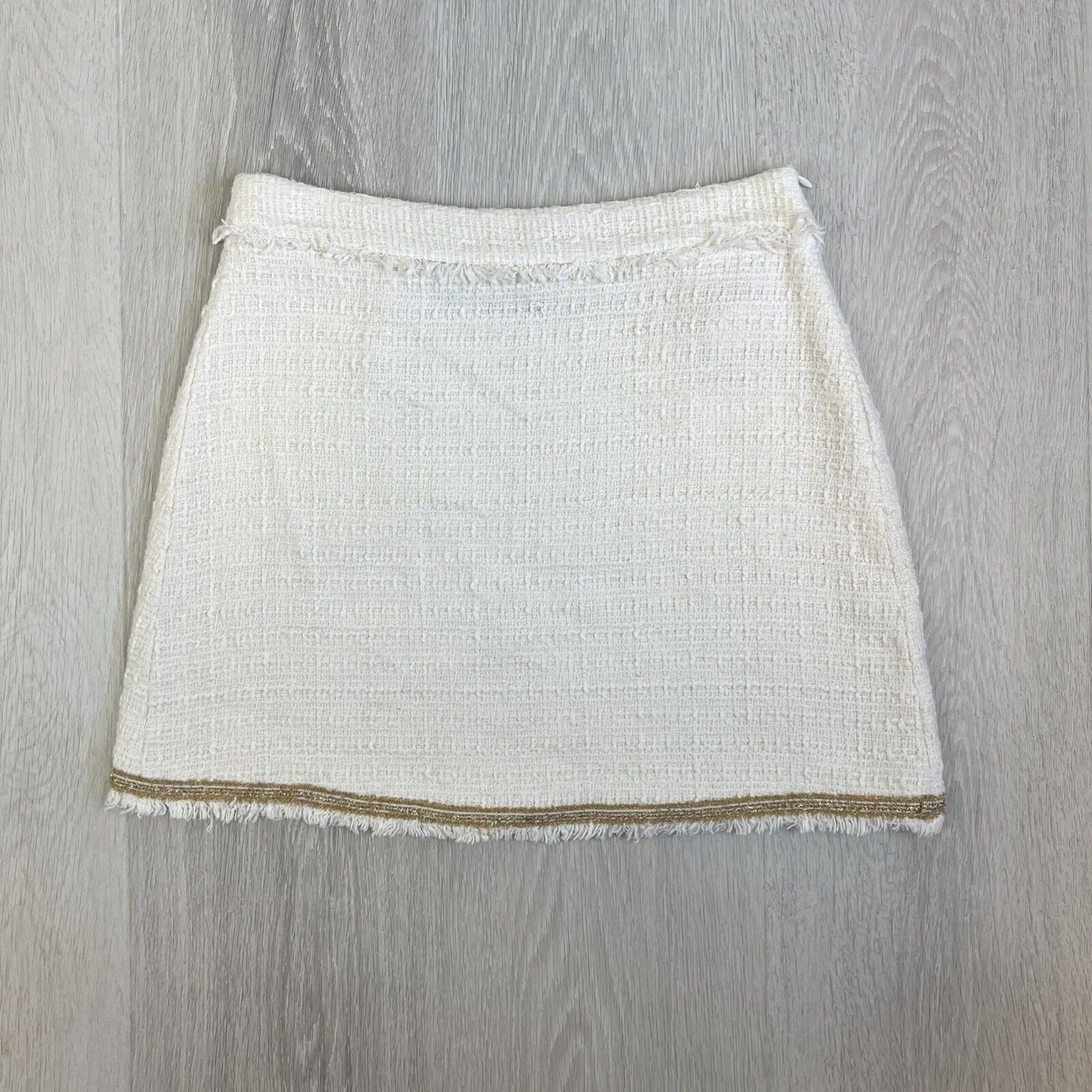 Zara Womens White Woven 100% Cotton Mini Skirt Size Small