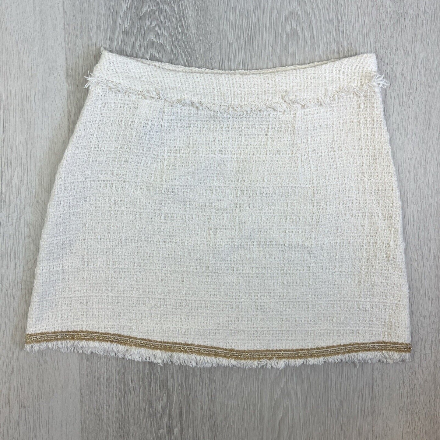 Zara Womens White Woven 100% Cotton Mini Skirt Size Small