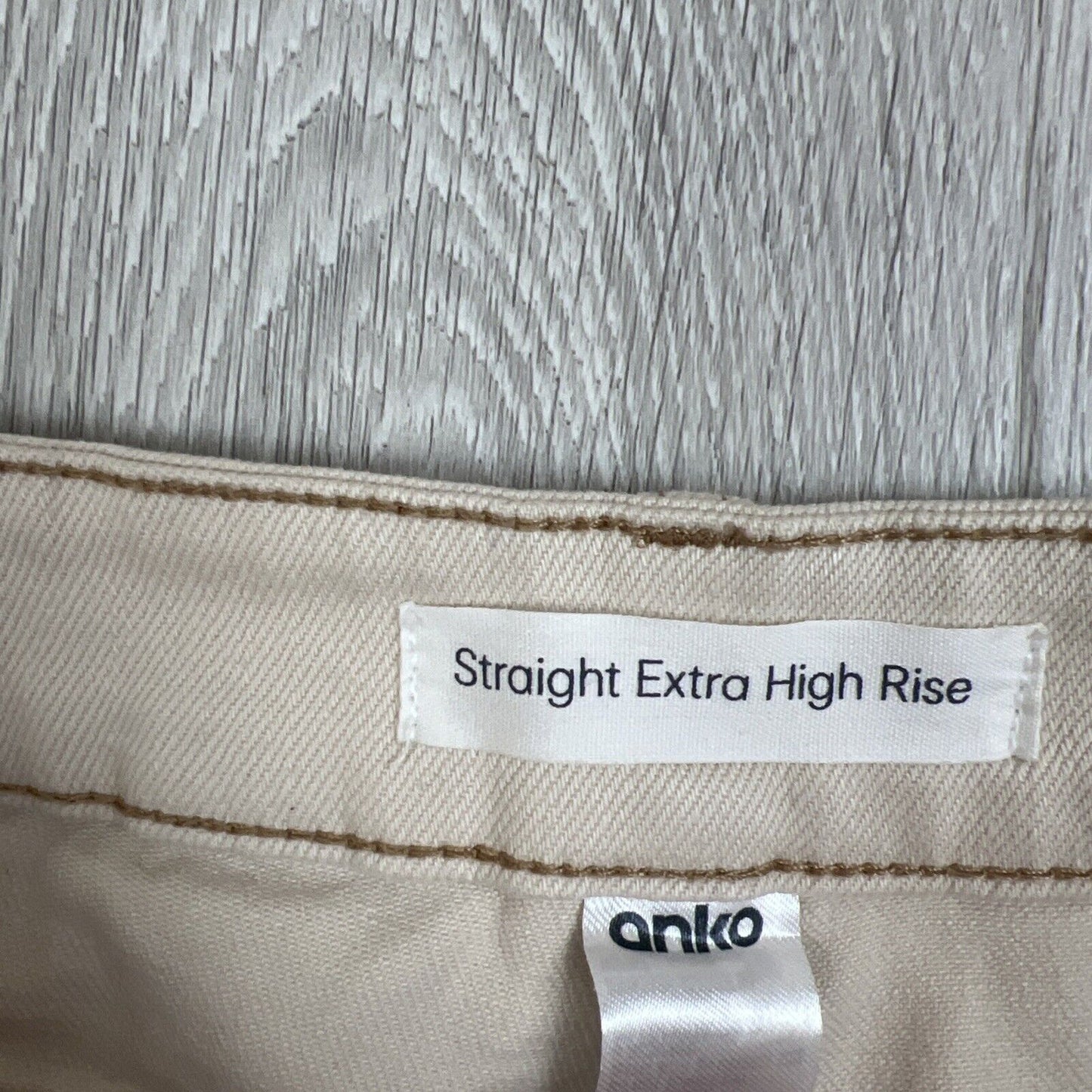 anko Womens Beige Straight Extra High Rise Denim Skirt Size 10