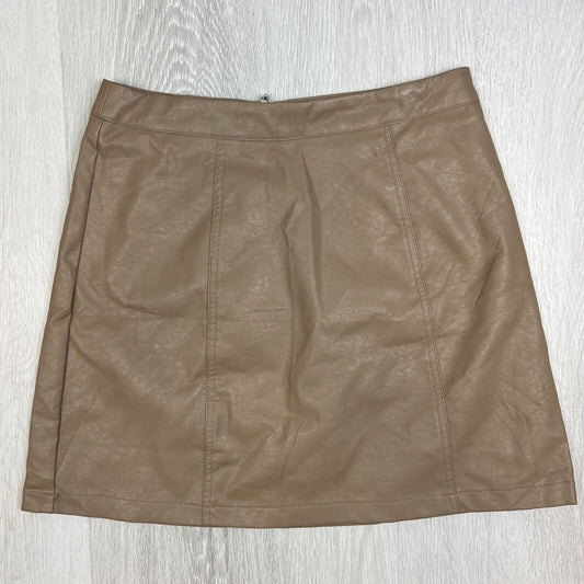 Calli Womens Faux Leather Brown Mini Skirt Size 10