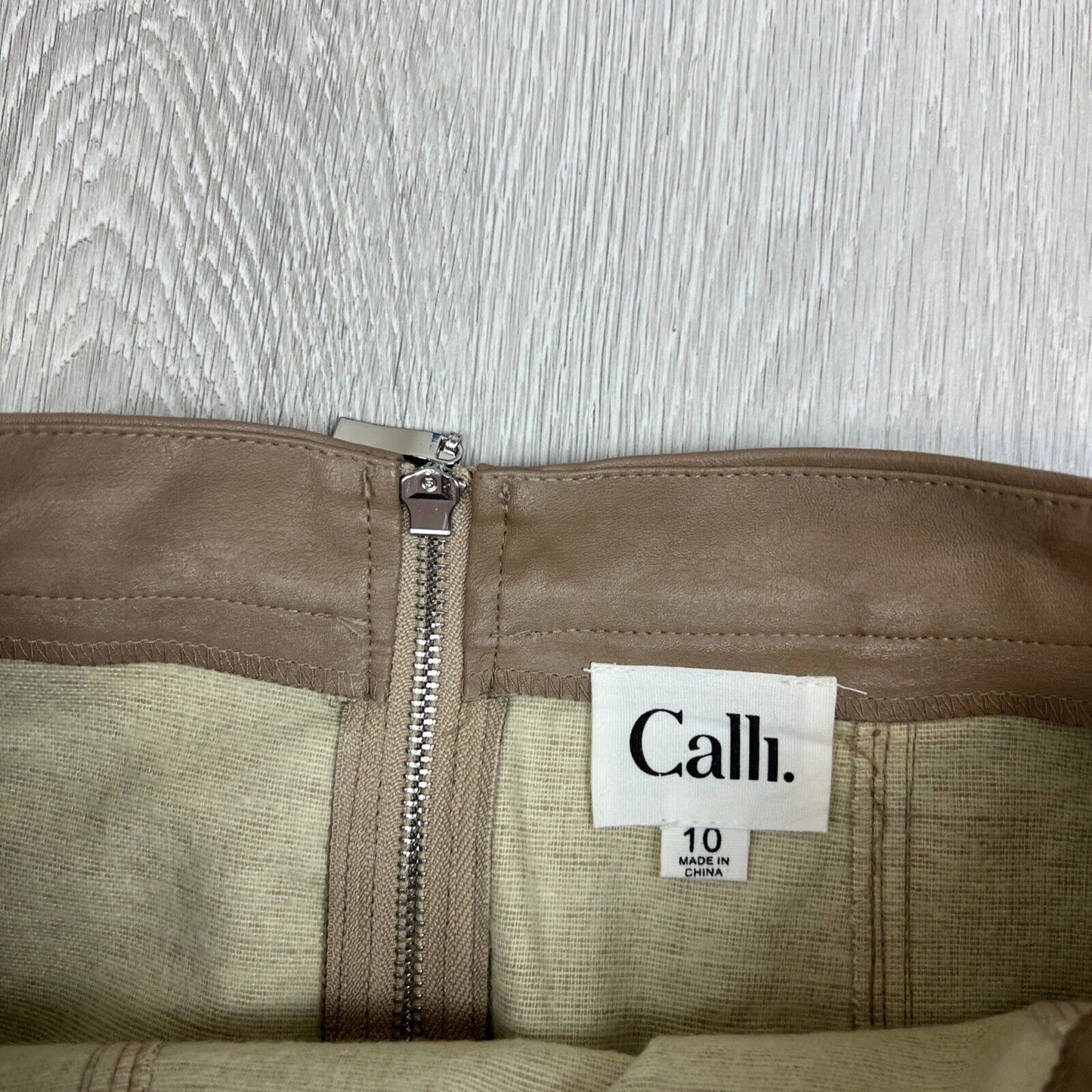 Calli Womens Faux Leather Brown Mini Skirt Size 10