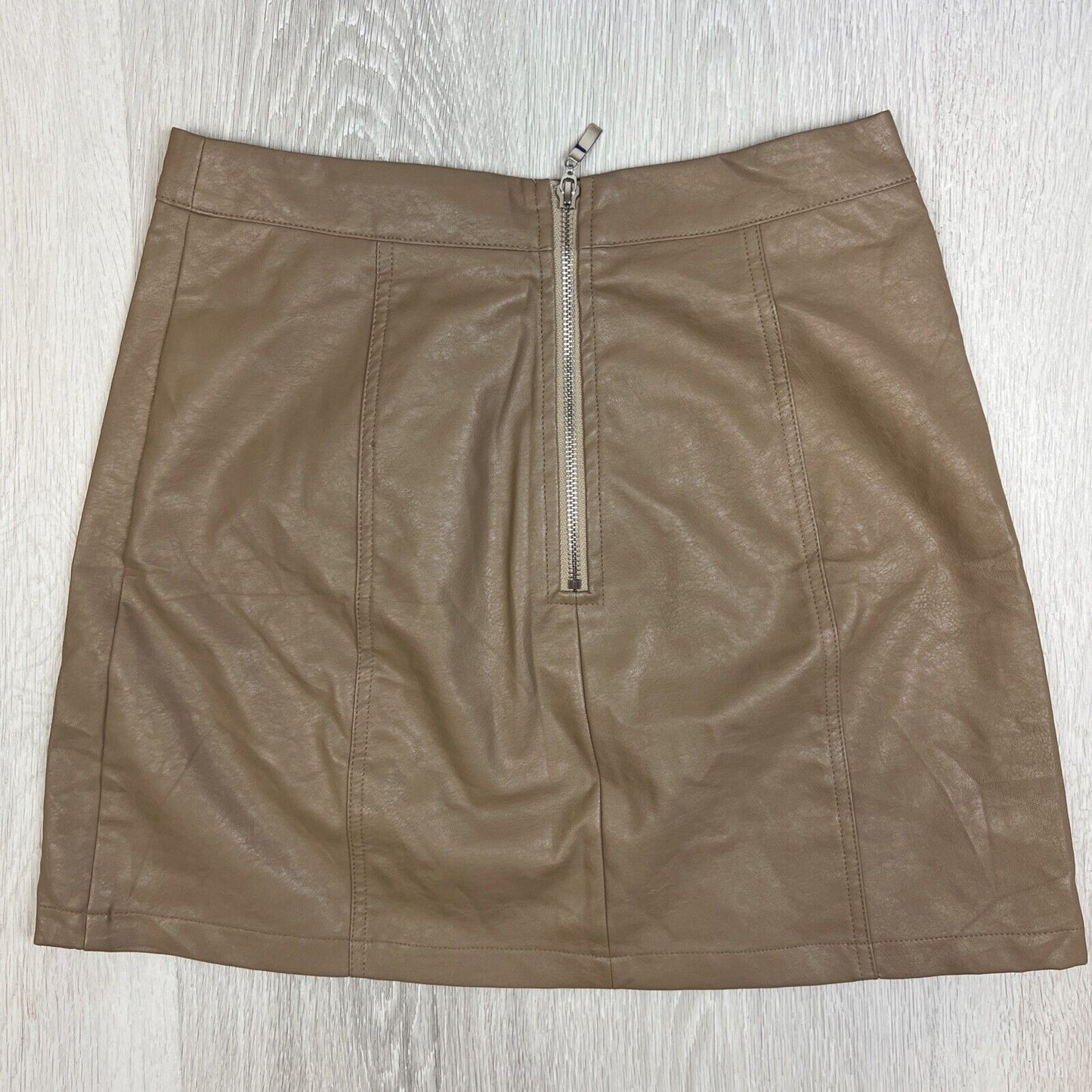 Calli Womens Faux Leather Brown Mini Skirt Size 10