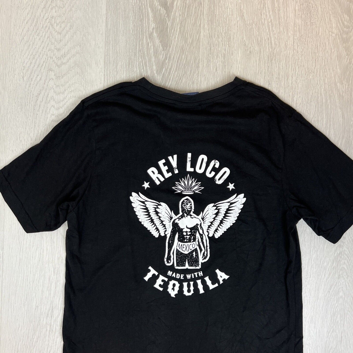 Rey Loco Tequila Mens Black Short Sleeve Graphic T-Shirt Size Large