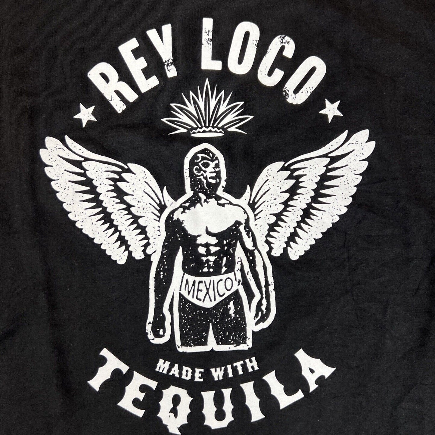 Rey Loco Tequila Mens Black Short Sleeve Graphic T-Shirt Size Large