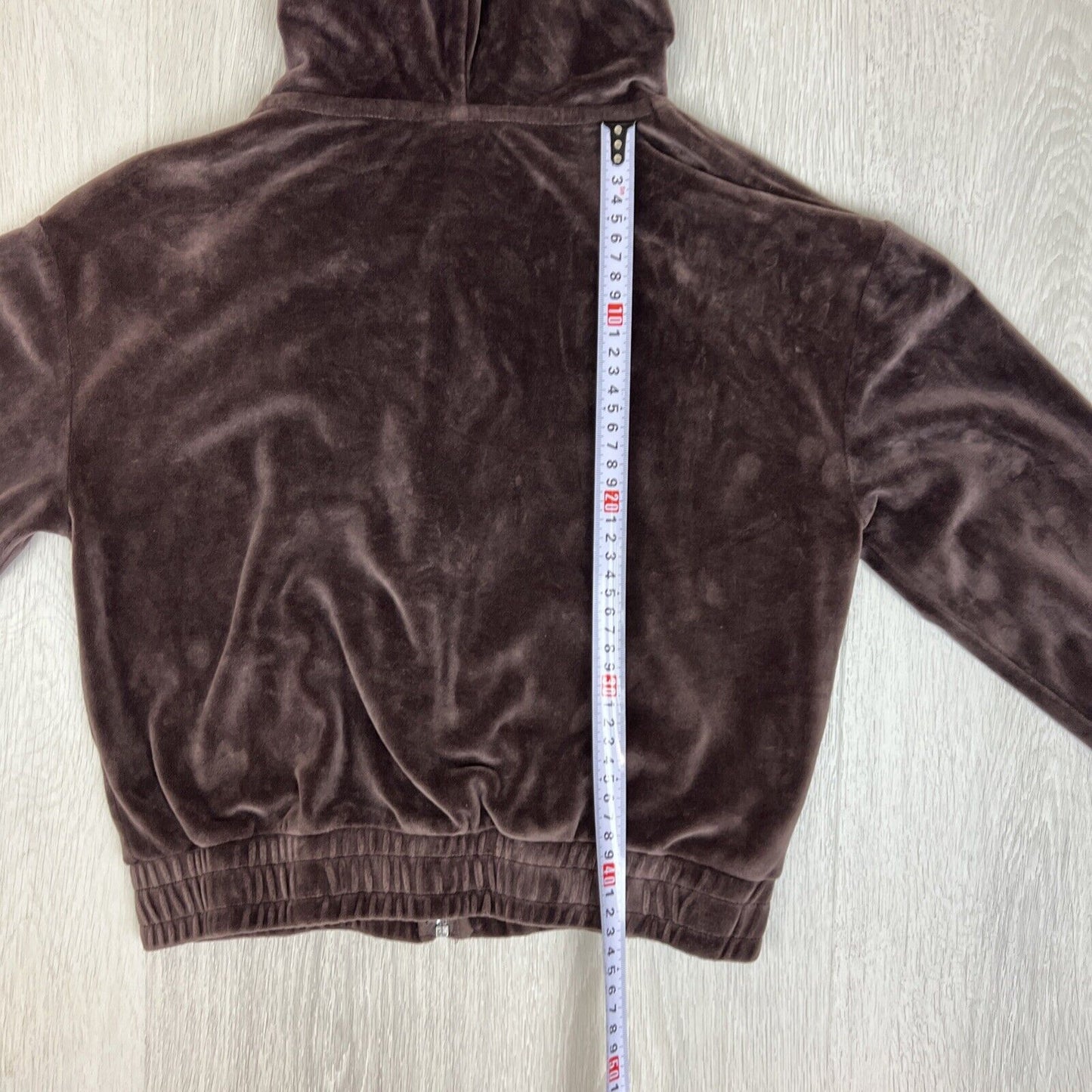 Everlast Womens Velour Brown Cropped Full Zip Hoodie Size 8