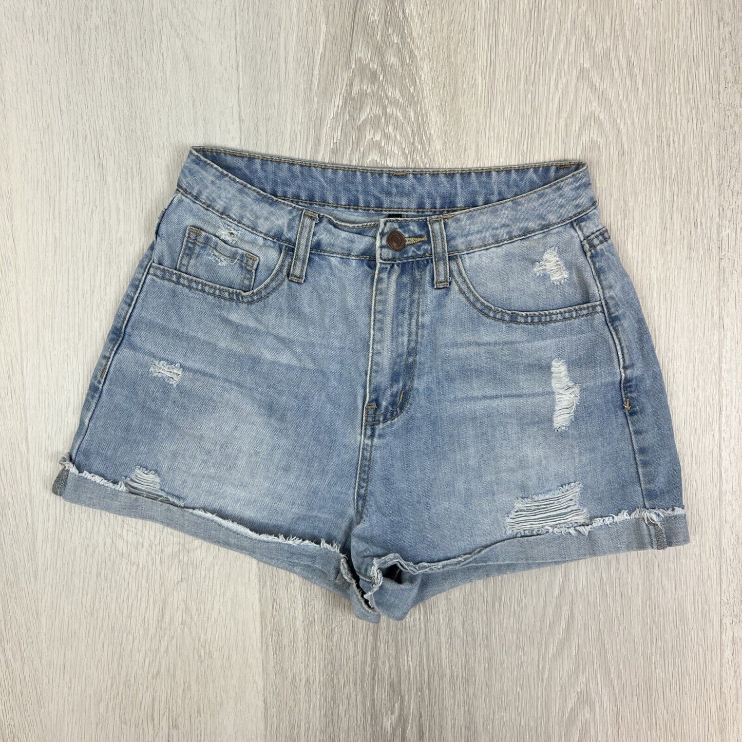 Ally Womens Light Wash Denim Shorts Size 8