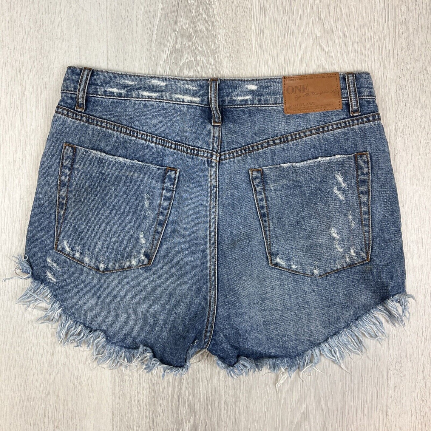 One Teaspoon Womens Blue Denim Cut-Off Animal Pattern Shorts Size 29