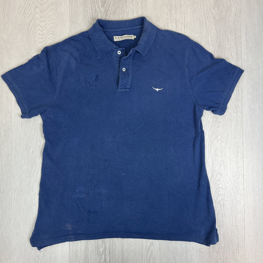 R.M. Williams Mens Regular Fit Blue Short Sleeve Polo Shirt Size Medium (Damaged