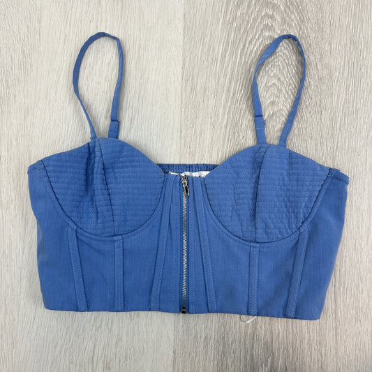 Morning Mist Womens Blue Cropped Tank Top Bustier Size 12