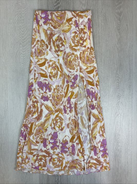 Lulu & Rose Womens Long Leg Slit Colourful Skirt Size Small
