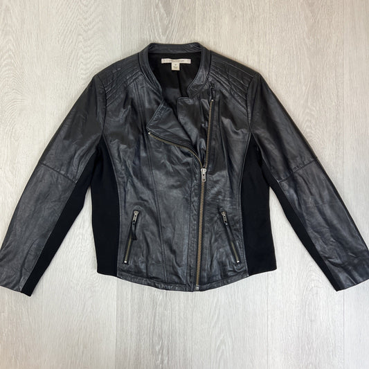 Laura Ashley Womens Black Faux Full Zip Jacket Size 14
