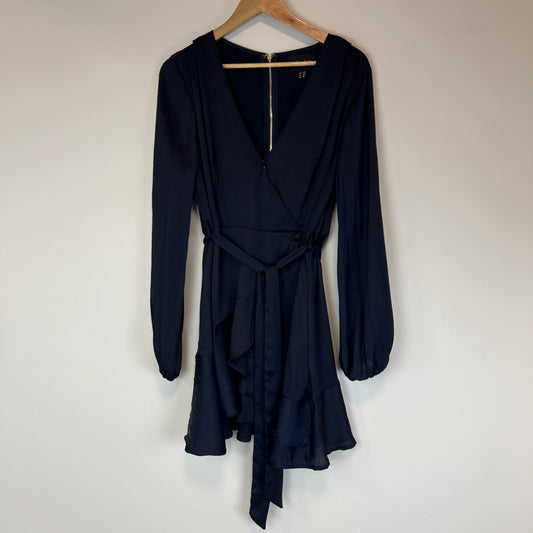 Pilgrim Womens Dark Navy Long Sleeve Satin Dress Size 14