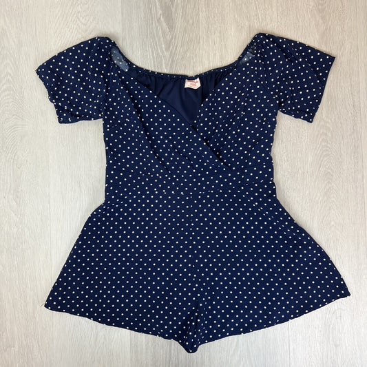 Showpo Womens Navy Blue Polka Dot Playsuit Size 16