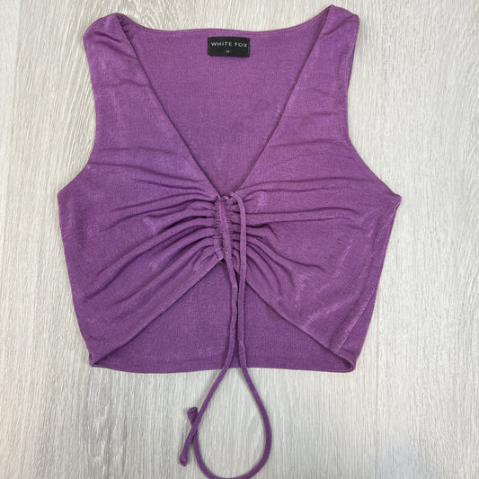 White Fox Womens Purple Ruched Front Cropped Tank Top Size Medium