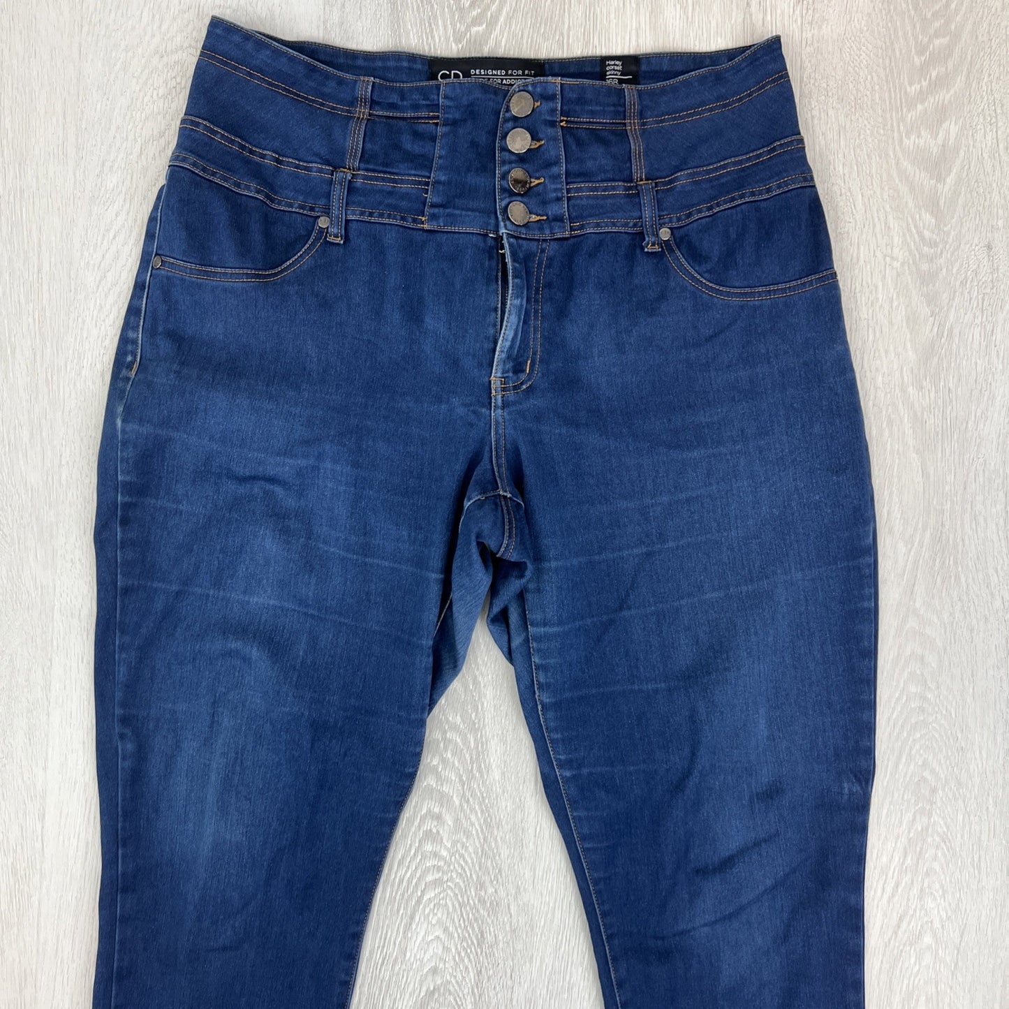 Chic Denim Womens Dark Wash Harley Corset Skinny Jeans Size 16