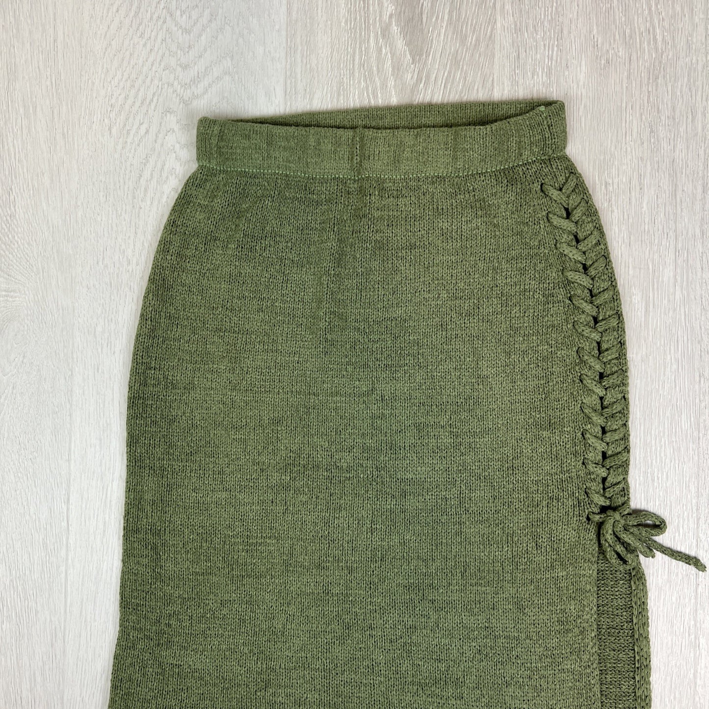 Indikah Womens Green Knitted Side Slit Boho Skirt Size M / 10 AU