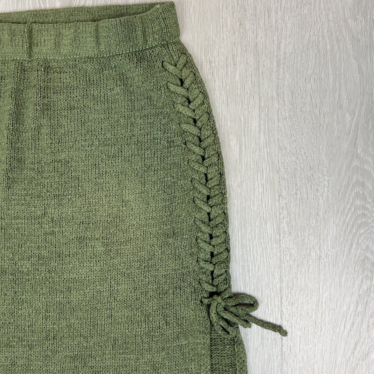 Indikah Womens Green Knitted Side Slit Boho Skirt Size M / 10 AU