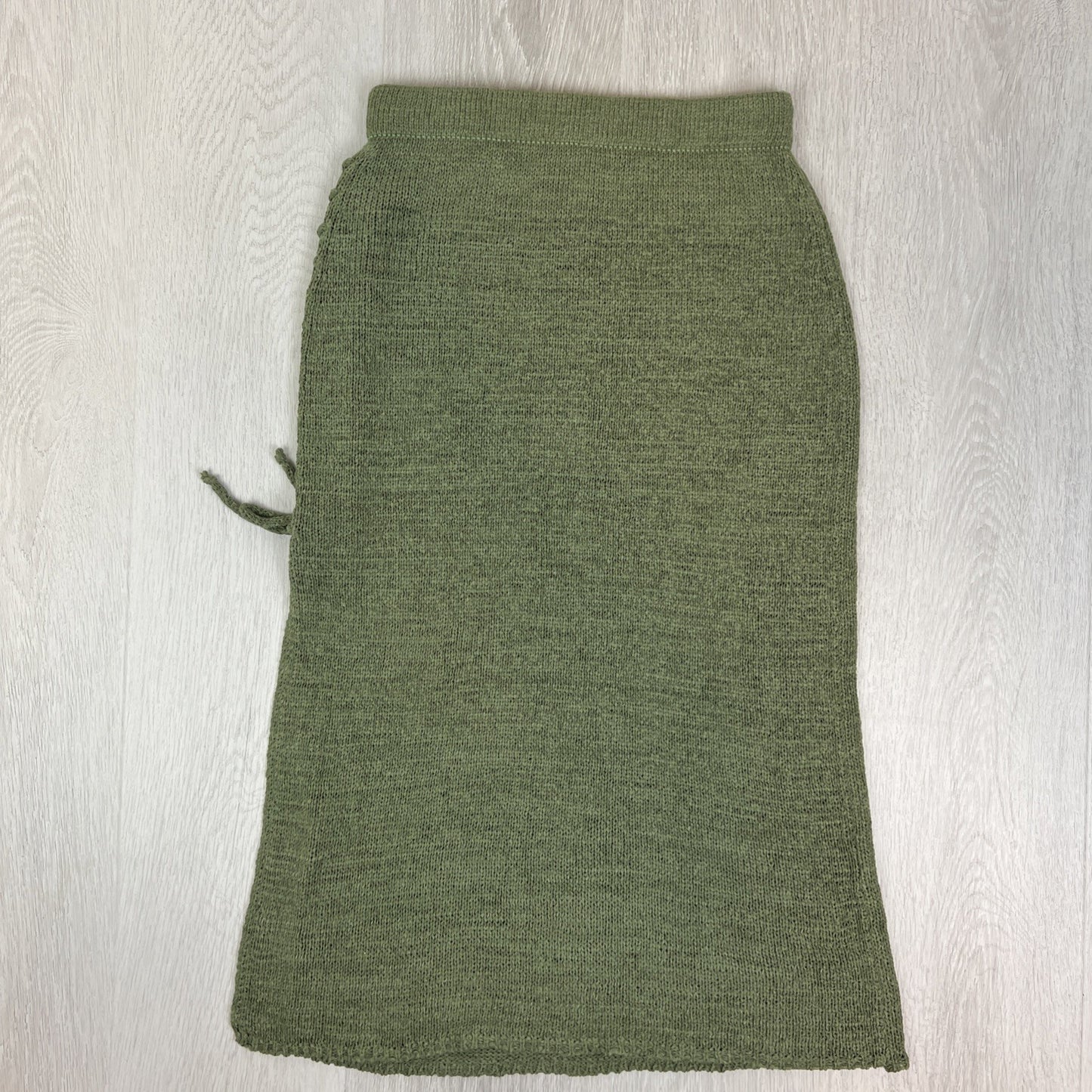 Indikah Womens Green Knitted Side Slit Boho Skirt Size M / 10 AU