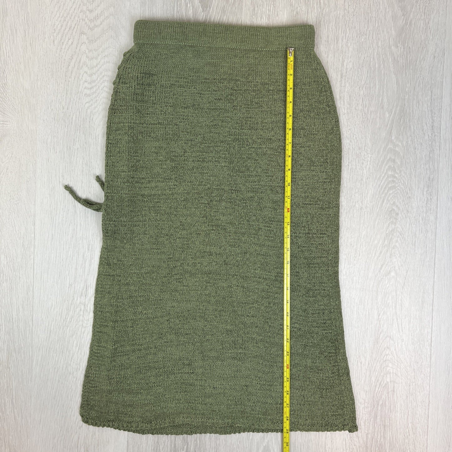 Indikah Womens Green Knitted Side Slit Boho Skirt Size M / 10 AU