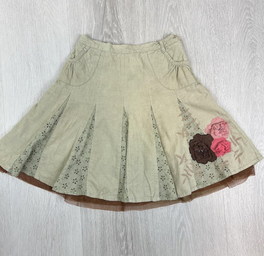 Monsoon Girls Pleated Green Skirt Size 8-10 Years