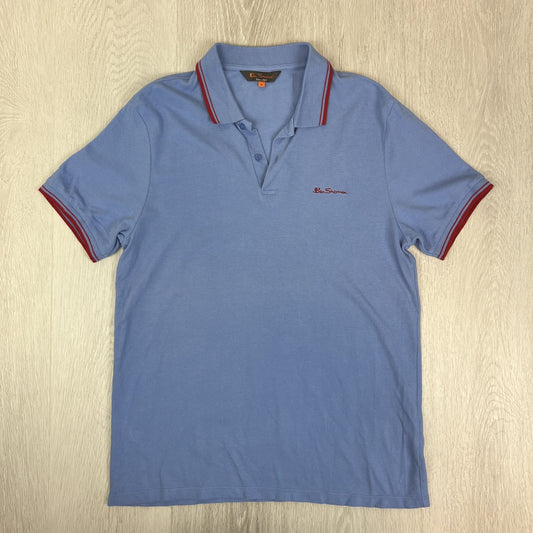 Ben Sherman Mens Blue Cotton Polo Shirt Size Medium