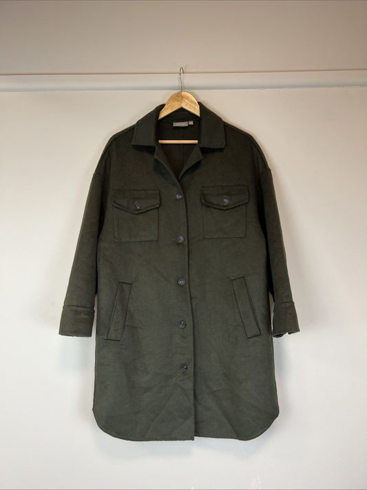 Susan Womens Dark Green Wool Blend Overcoat Jacket Size 12