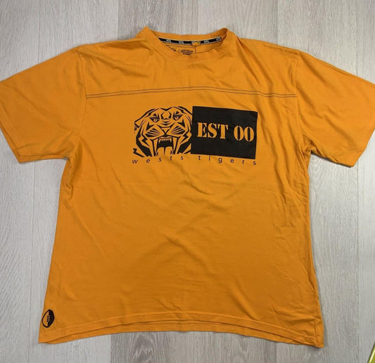 Vintage NRL Wests Tigers Rugby League Mens Retro Orange T-shirt Size XL