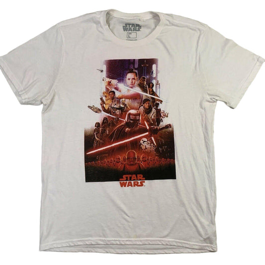 Disney Star Wars The Force Awakens Mens White T-Shirt Size Large