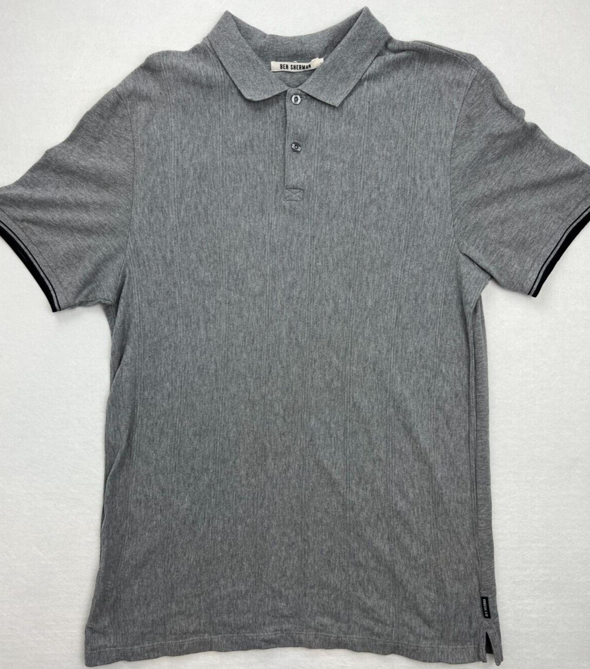 Ben Sherman Mens Grey Retro Polo Shirt Size Large