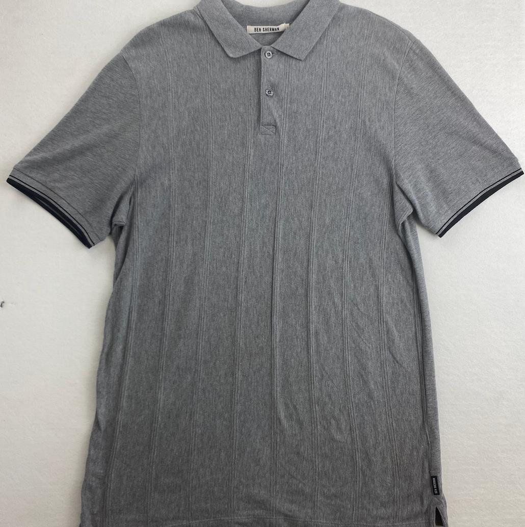 Ben Sherman Mens Grey Retro Polo Shirt Size Large