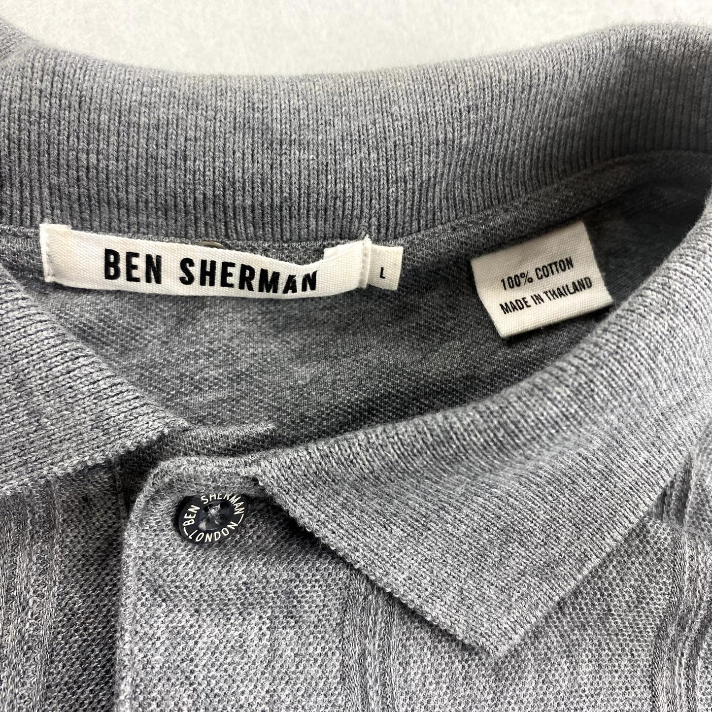 Ben Sherman Mens Grey Retro Polo Shirt Size Large