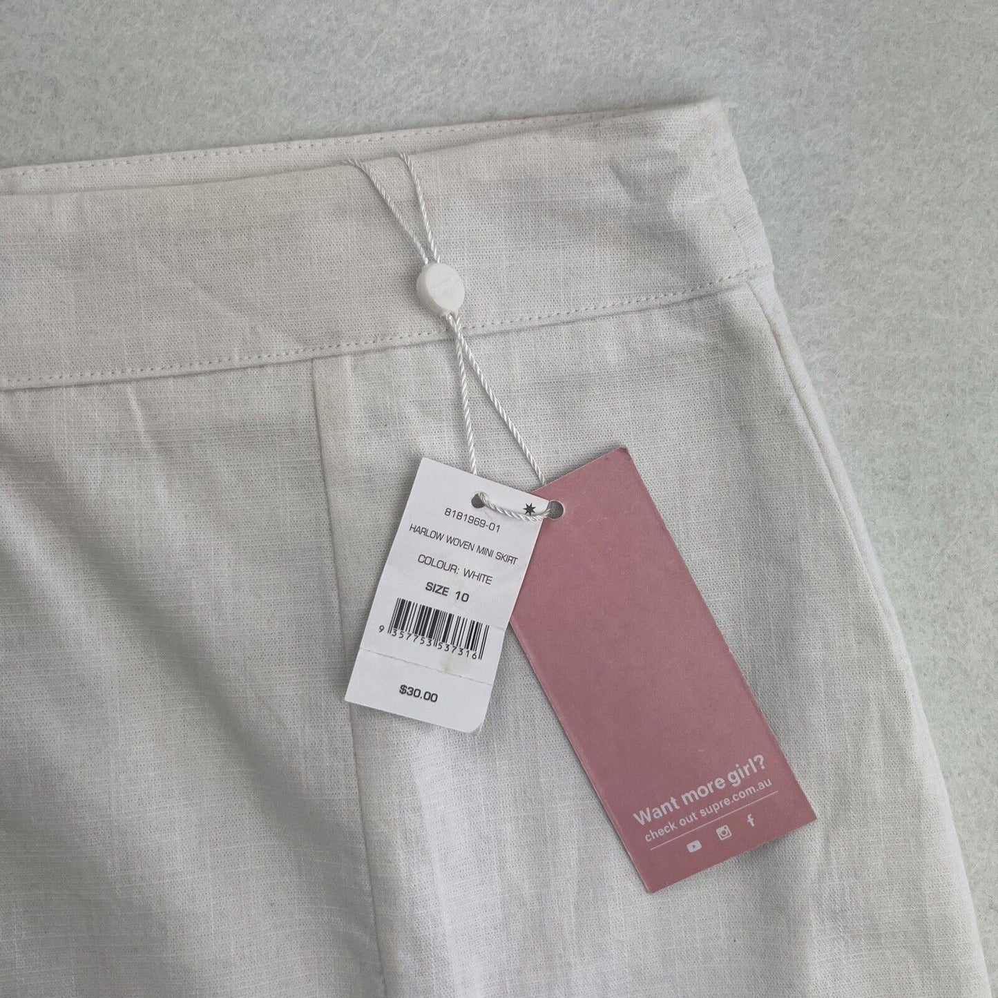 Supre Harlow Woven Mini Skirt White Size 10 (New)