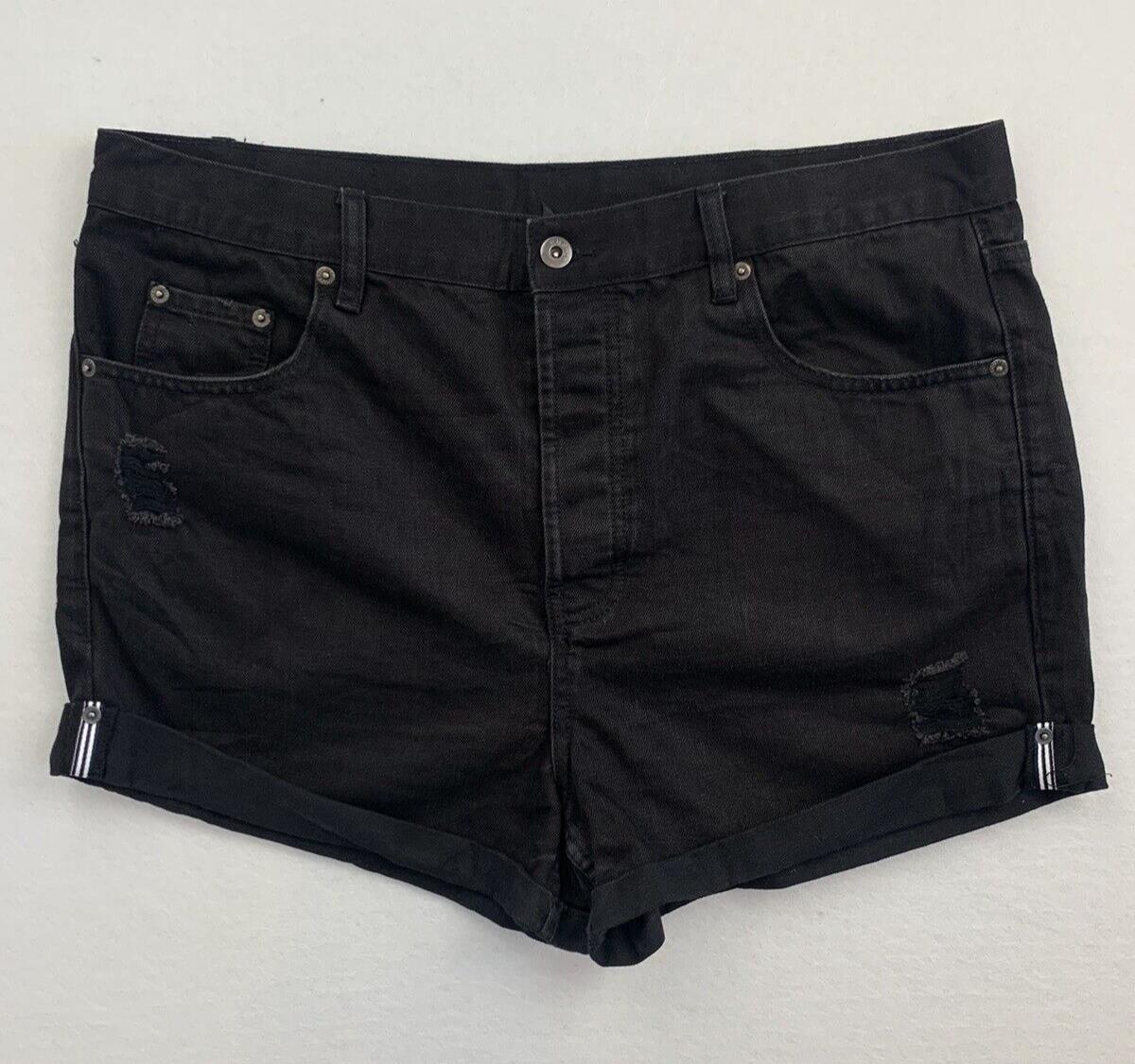 Huffer Womens Black Denim Shorts Size 14