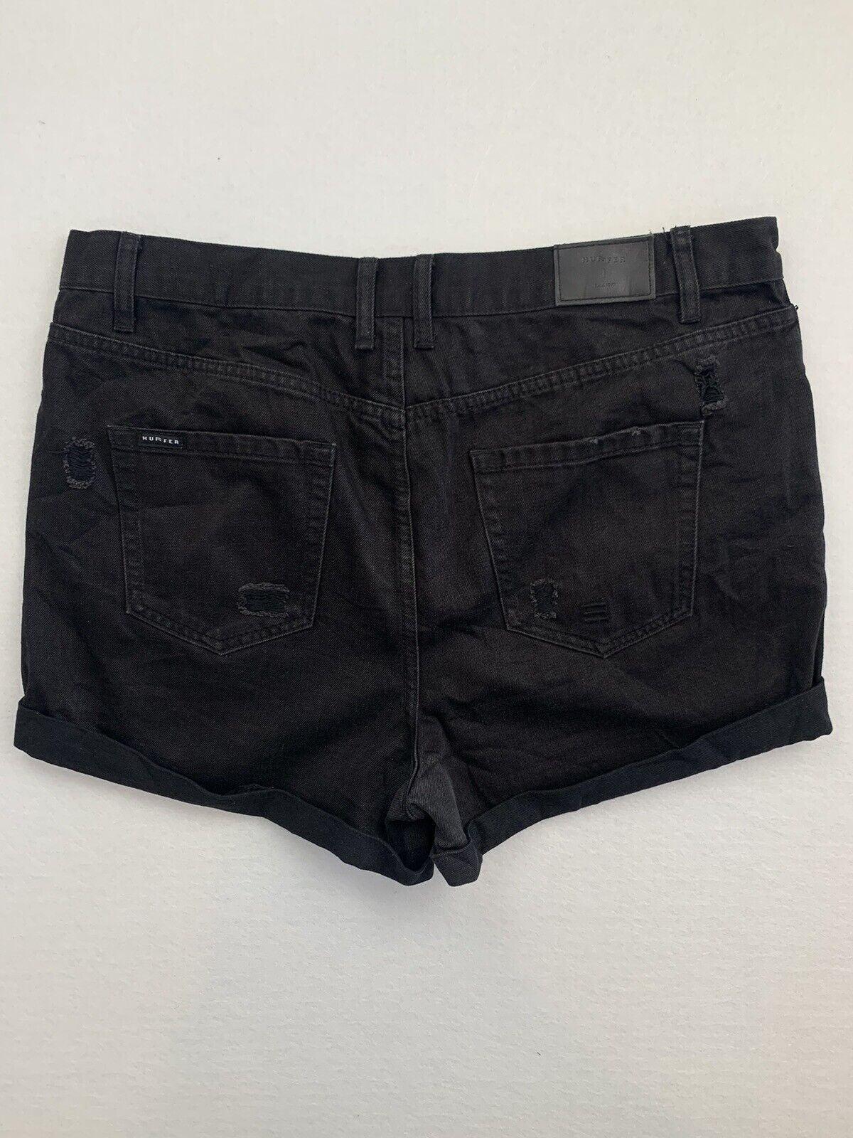 Huffer Womens Black Denim Shorts Size 14