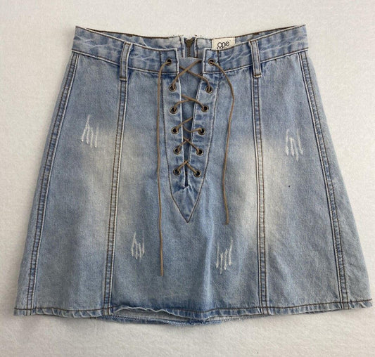 One Way Denim Womens Light Wash Denim Skirt Size 8