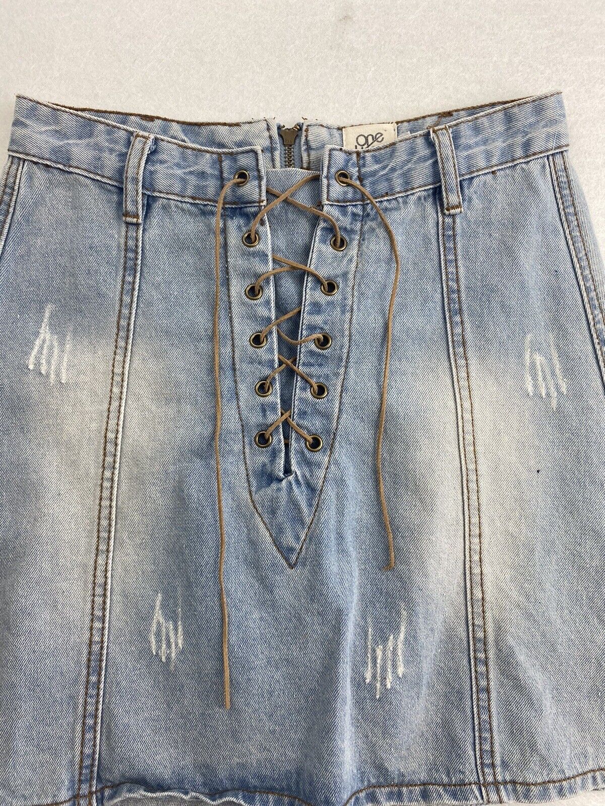 One Way Denim Womens Light Wash Denim Skirt Size 8