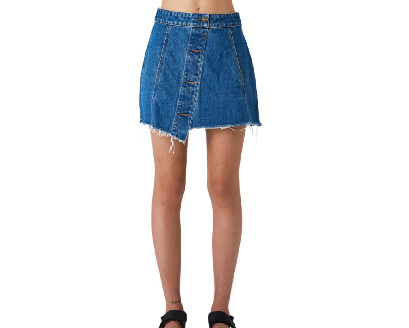 Neuw Womens Denim Skirt Farrow Skirt Expose Size 24