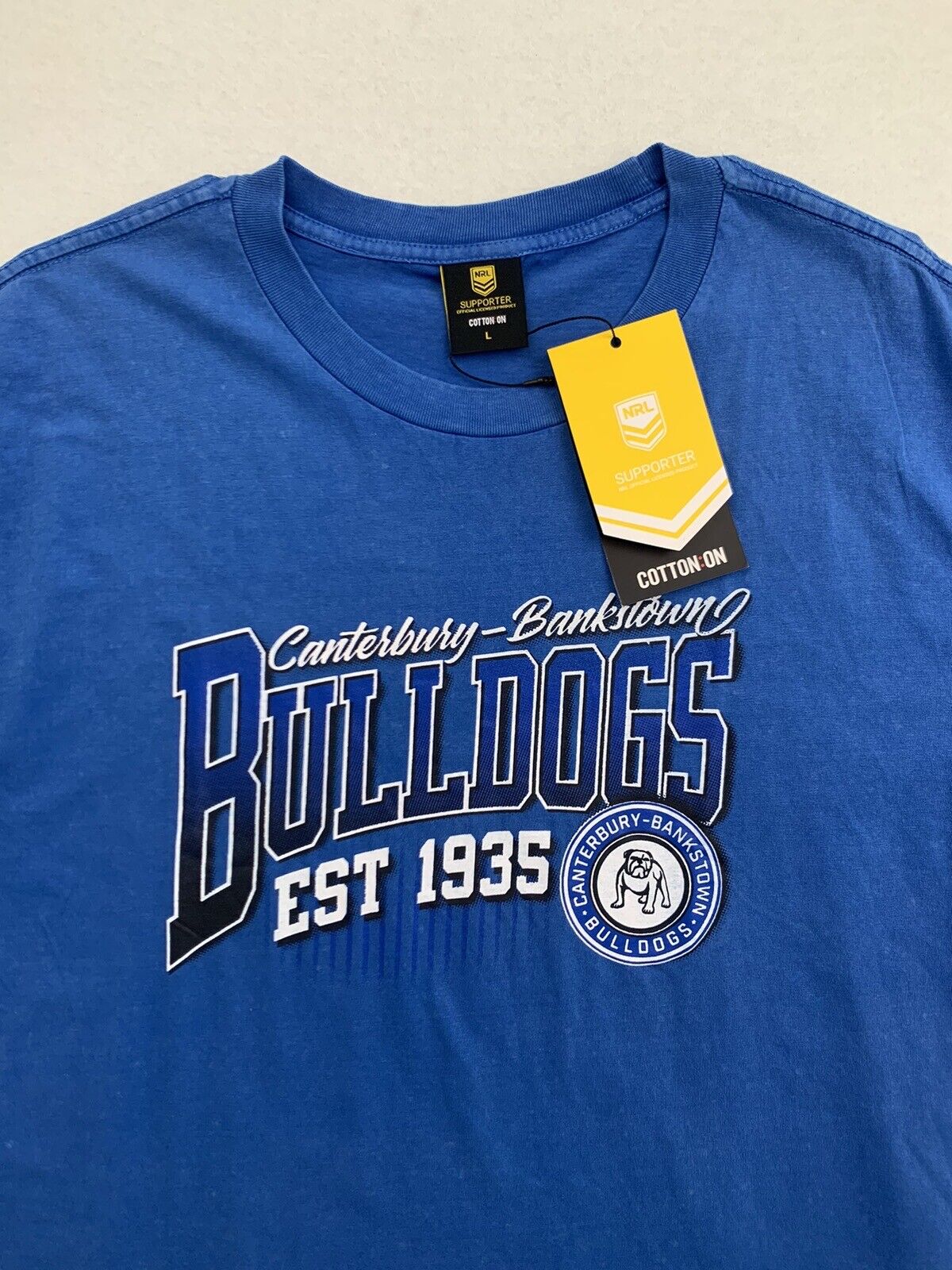 Cotton On NRL Canterbury-Bankstown Bulldogs Mens T-shirt Size Large (New)