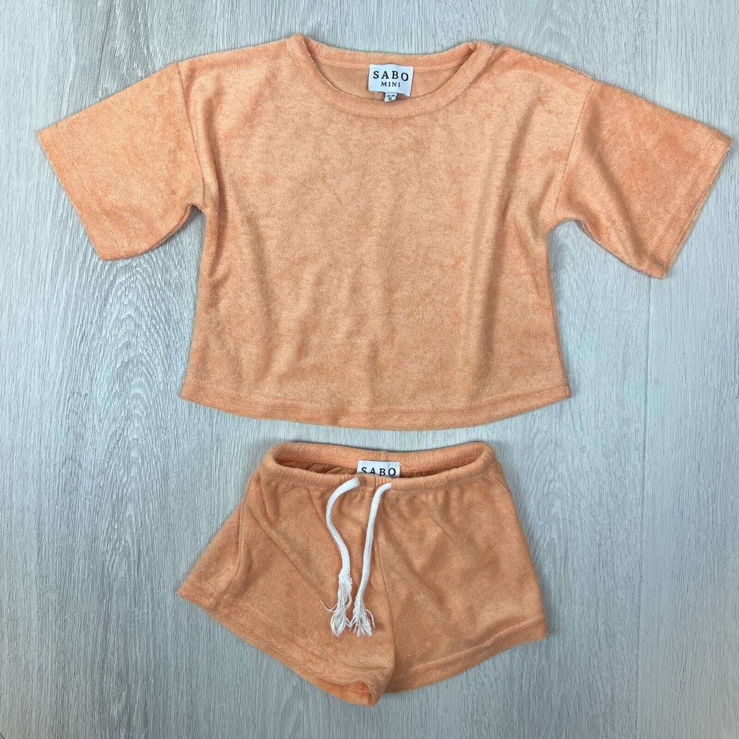 Sabo Skirt Mini Girls Orange Terry Shirt & Short Set Size 12-18 Months